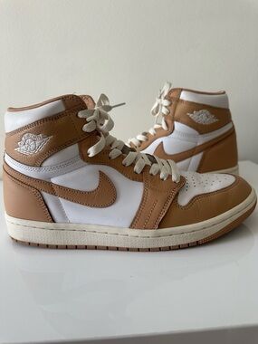 Jordan Air Jordan 1 High White and Tan Sneakers